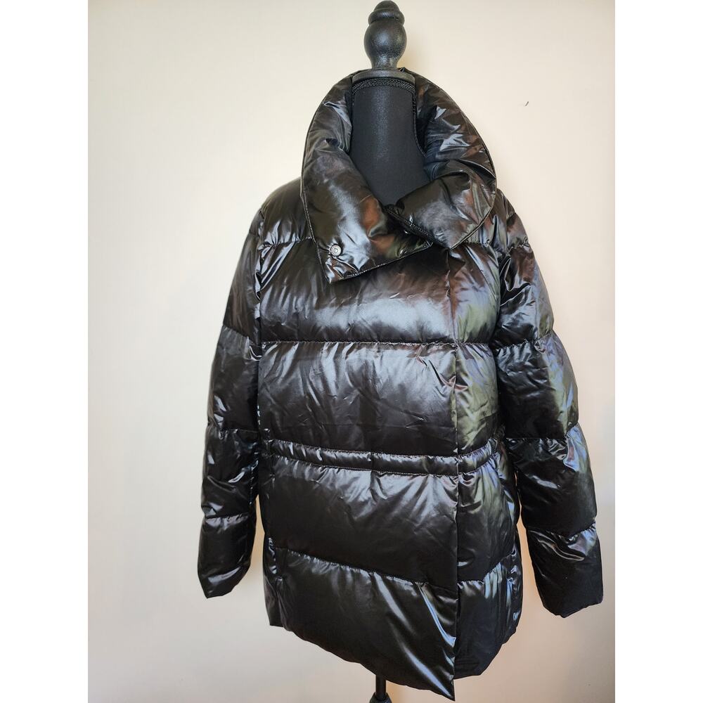 Lands' End Women's XL Black Puffer Down Button Front Jacket‎ Winter Cozy - Picture 2 of 10